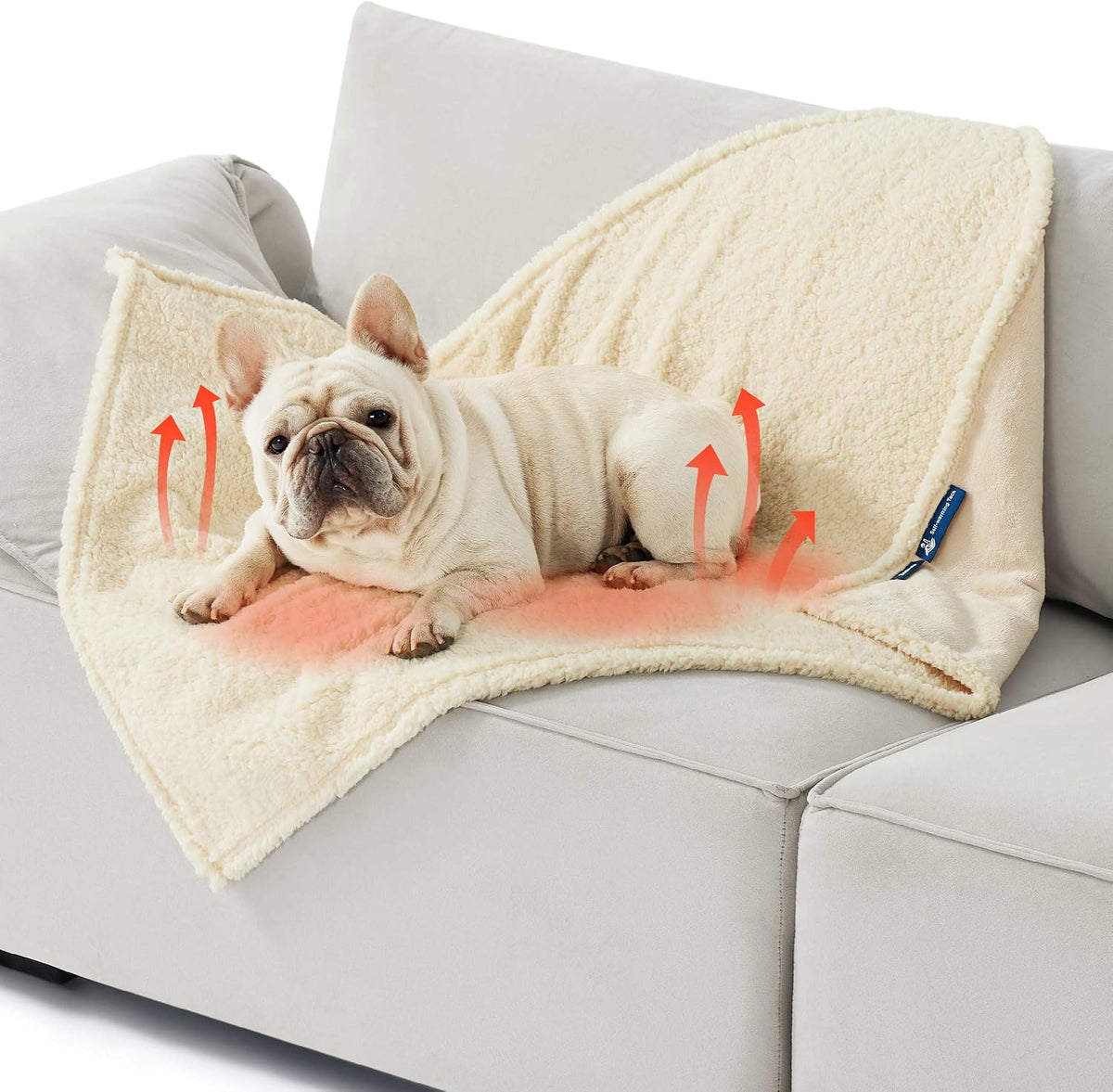 Waterproof Dog Blankets for Small Dogs Soft Cat Blanket Warm,25X35 | Washable Plush Sherpa Fleece Puppy Blanket for Couch Protector, Reversible Cozy Calming Throw for Pet Indoor,Grey