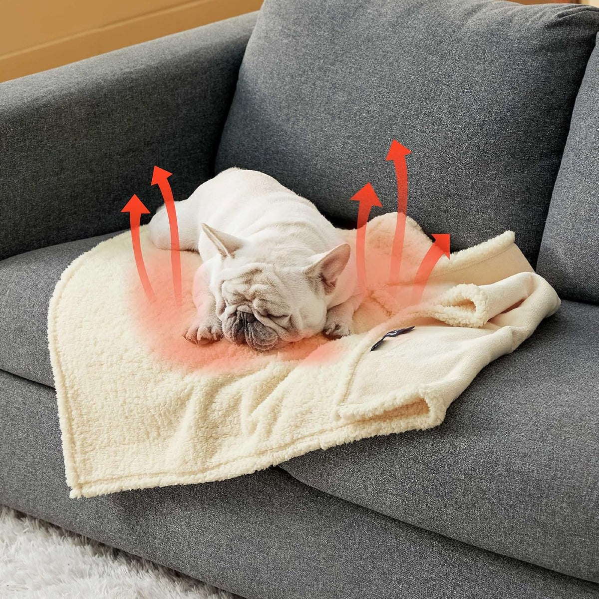 Waterproof Dog Blankets for Small Dogs Soft Cat Blanket Warm,25X35 | Washable Plush Sherpa Fleece Puppy Blanket for Couch Protector, Reversible Cozy Calming Throw for Pet Indoor,Grey