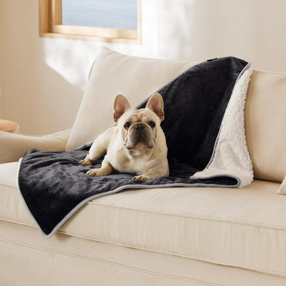 Waterproof Dog Blankets for Small Dogs Soft Cat Blanket Warm,25X35 | Washable Plush Sherpa Fleece Puppy Blanket for Couch Protector, Reversible Cozy Calming Throw for Pet Indoor,Grey