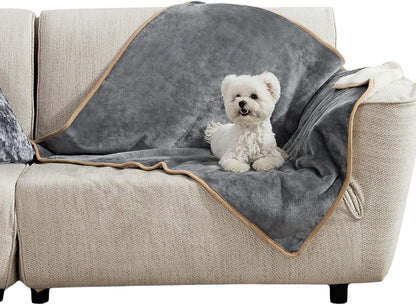 Waterproof Dog Blankets for Small Dogs Soft Cat Blanket Warm,25X35 | Washable Plush Sherpa Fleece Puppy Blanket for Couch Protector, Reversible Cozy Calming Throw for Pet Indoor,Grey