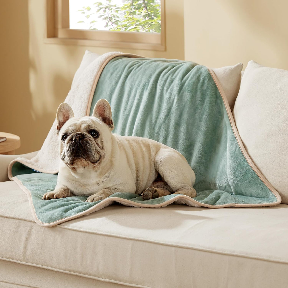 Waterproof Dog Blankets for Small Dogs Soft Cat Blanket Warm,25X35 | Washable Plush Sherpa Fleece Puppy Blanket for Couch Protector, Reversible Cozy Calming Throw for Pet Indoor,Grey