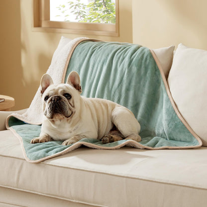 Waterproof Dog Blankets for Small Dogs Soft Cat Blanket Warm,25X35 | Washable Plush Sherpa Fleece Puppy Blanket for Couch Protector, Reversible Cozy Calming Throw for Pet Indoor,Grey