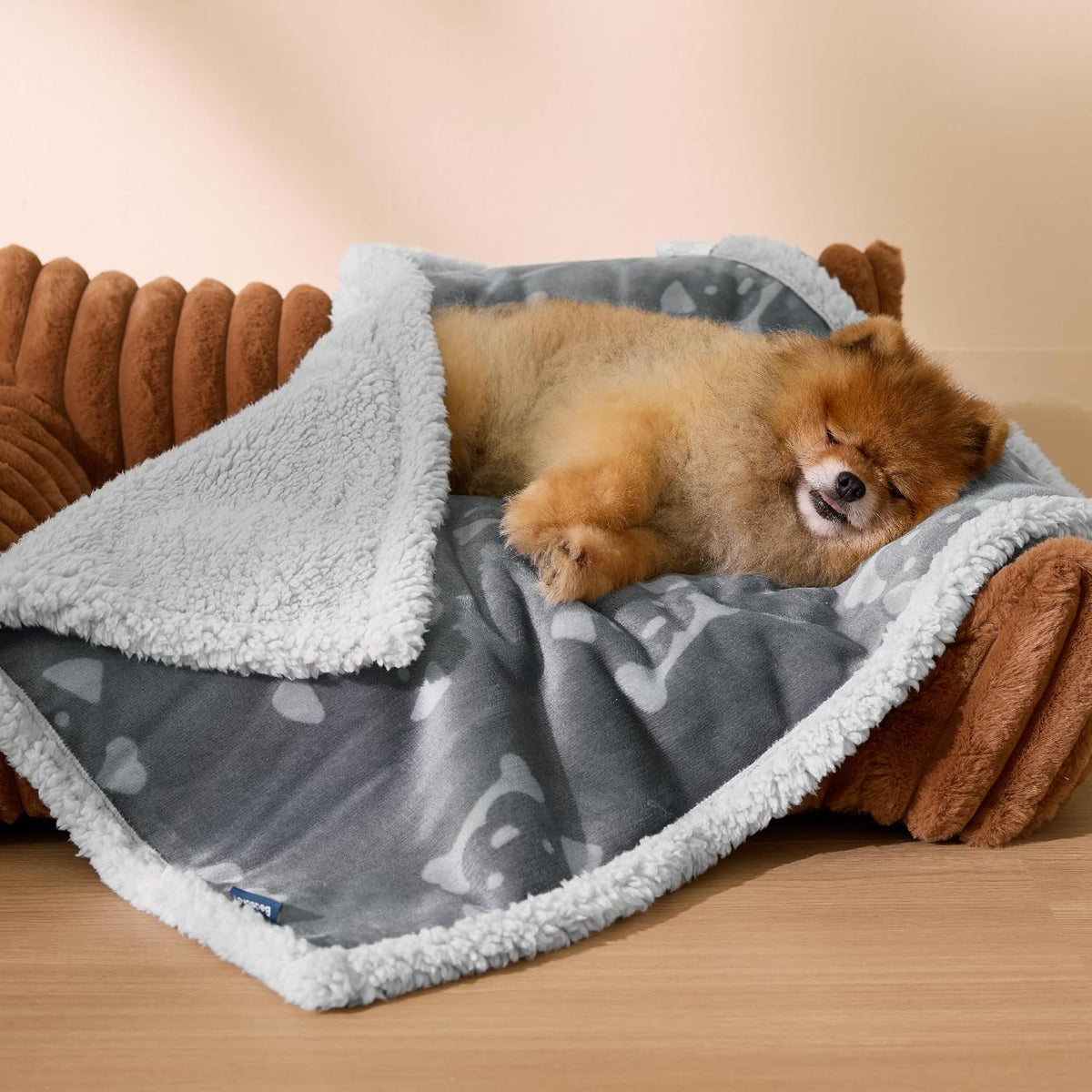 Waterproof Dog Blankets for Small Dogs Soft Cat Blanket Warm,25X35 | Washable Plush Sherpa Fleece Puppy Blanket for Couch Protector, Reversible Cozy Calming Throw for Pet Indoor,Grey