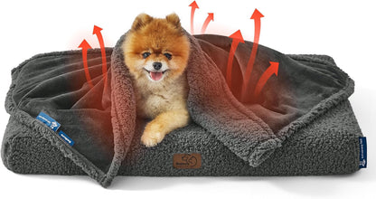 Waterproof Dog Blankets for Small Dogs Soft Cat Blanket Warm,25X35 | Washable Plush Sherpa Fleece Puppy Blanket for Couch Protector, Reversible Cozy Calming Throw for Pet Indoor,Grey