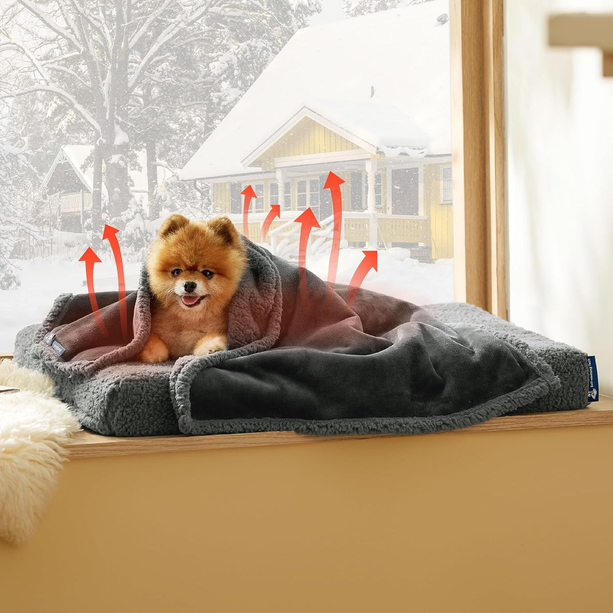 Waterproof Dog Blankets for Small Dogs Soft Cat Blanket Warm,25X35 | Washable Plush Sherpa Fleece Puppy Blanket for Couch Protector, Reversible Cozy Calming Throw for Pet Indoor,Grey