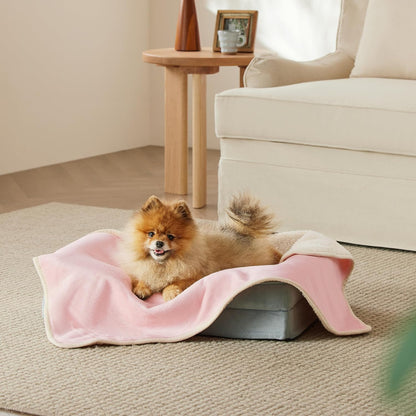 Waterproof Dog Blankets for Small Dogs Soft Cat Blanket Warm,25X35 | Washable Plush Sherpa Fleece Puppy Blanket for Couch Protector, Reversible Cozy Calming Throw for Pet Indoor,Grey