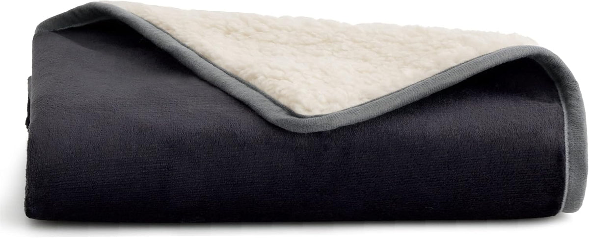 Waterproof Dog Blankets for Small Dogs Soft Cat Blanket Warm,25X35 | Washable Plush Sherpa Fleece Puppy Blanket for Couch Protector, Reversible Cozy Calming Throw for Pet Indoor,Grey