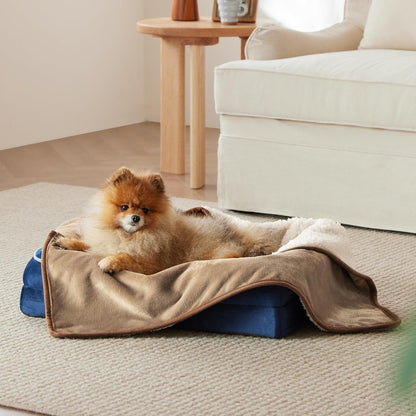 Waterproof Dog Blankets for Small Dogs Soft Cat Blanket Warm,25X35 | Washable Plush Sherpa Fleece Puppy Blanket for Couch Protector, Reversible Cozy Calming Throw for Pet Indoor,Grey
