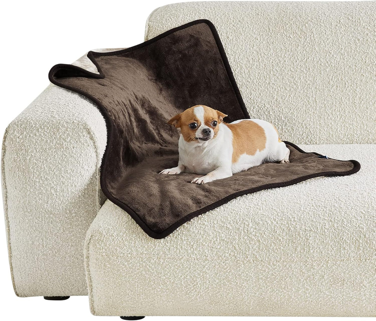 Waterproof Dog Blankets for Small Dogs Soft Cat Blanket Warm,25X35 | Washable Plush Sherpa Fleece Puppy Blanket for Couch Protector, Reversible Cozy Calming Throw for Pet Indoor,Grey
