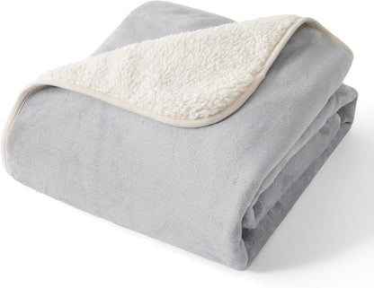 Waterproof Dog Blankets for Small Dogs Soft Cat Blanket Warm,25X35 | Washable Plush Sherpa Fleece Puppy Blanket for Couch Protector, Reversible Cozy Calming Throw for Pet Indoor,Grey
