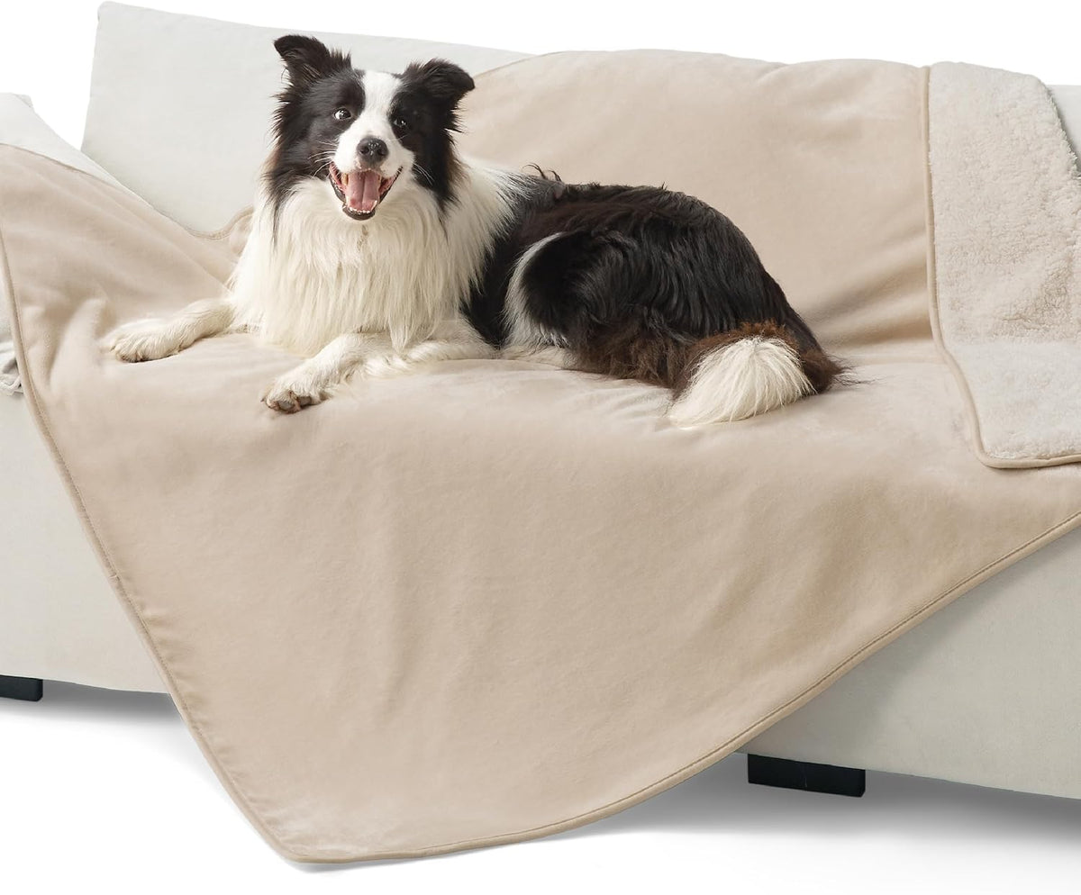 Waterproof Dog Blankets for Small Dogs Soft Cat Blanket Warm,25X35 | Washable Plush Sherpa Fleece Puppy Blanket for Couch Protector, Reversible Cozy Calming Throw for Pet Indoor,Grey