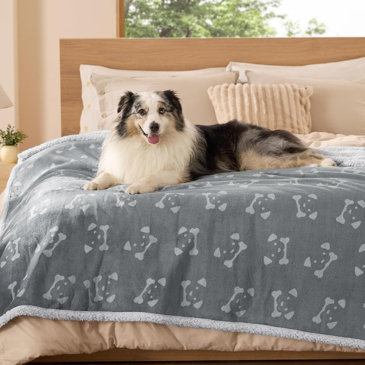 Waterproof Dog Blankets for Small Dogs Soft Cat Blanket Warm,25X35 | Washable Plush Sherpa Fleece Puppy Blanket for Couch Protector, Reversible Cozy Calming Throw for Pet Indoor,Grey