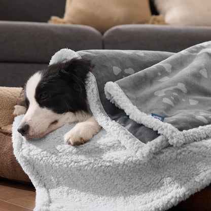 Waterproof Dog Blankets for Small Dogs Soft Cat Blanket Warm,25X35 | Washable Plush Sherpa Fleece Puppy Blanket for Couch Protector, Reversible Cozy Calming Throw for Pet Indoor,Grey