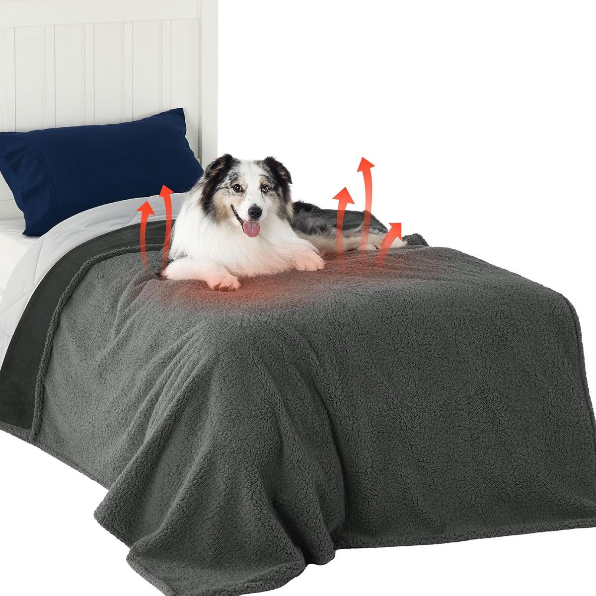 Waterproof Dog Blankets for Small Dogs Soft Cat Blanket Warm,25X35 | Washable Plush Sherpa Fleece Puppy Blanket for Couch Protector, Reversible Cozy Calming Throw for Pet Indoor,Grey