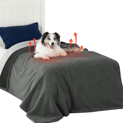 Waterproof Dog Blankets for Small Dogs Soft Cat Blanket Warm,25X35 | Washable Plush Sherpa Fleece Puppy Blanket for Couch Protector, Reversible Cozy Calming Throw for Pet Indoor,Grey