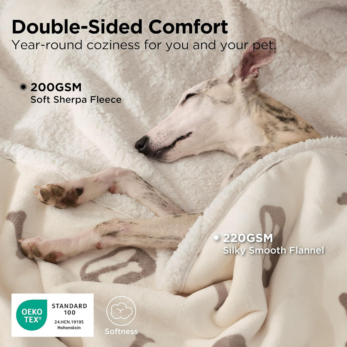 Waterproof Dog Blankets for Small Dogs Soft Cat Blanket Warm,25X35 | Washable Plush Sherpa Fleece Puppy Blanket for Couch Protector, Reversible Cozy Calming Throw for Pet Indoor,Grey