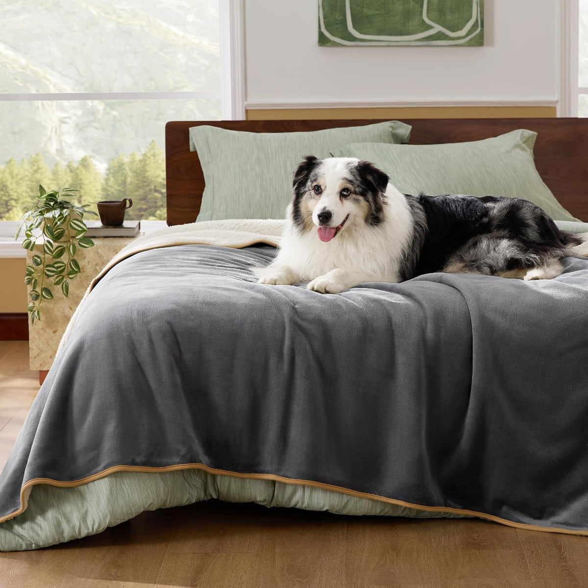 Waterproof Dog Blankets for Small Dogs Soft Cat Blanket Warm,25X35 | Washable Plush Sherpa Fleece Puppy Blanket for Couch Protector, Reversible Cozy Calming Throw for Pet Indoor,Grey