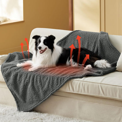 Waterproof Dog Blankets for Small Dogs Soft Cat Blanket Warm,25X35 | Washable Plush Sherpa Fleece Puppy Blanket for Couch Protector, Reversible Cozy Calming Throw for Pet Indoor,Grey