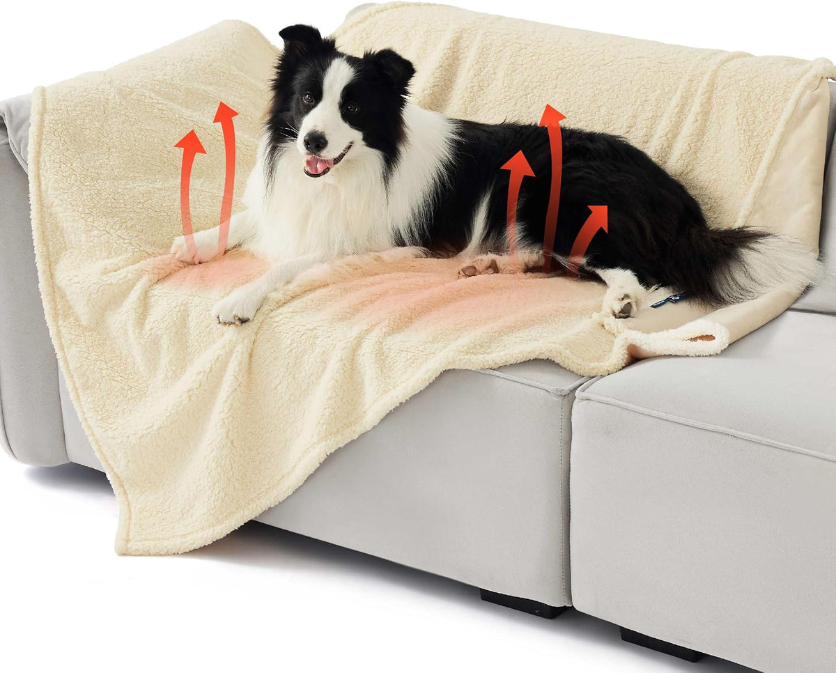 Waterproof Dog Blankets for Small Dogs Soft Cat Blanket Warm,25X35 | Washable Plush Sherpa Fleece Puppy Blanket for Couch Protector, Reversible Cozy Calming Throw for Pet Indoor,Grey