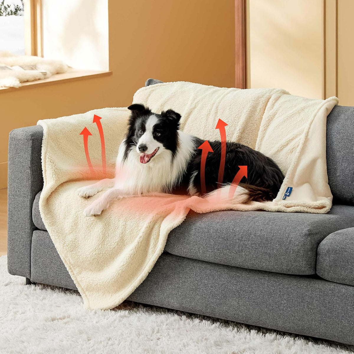 Waterproof Dog Blankets for Small Dogs Soft Cat Blanket Warm,25X35 | Washable Plush Sherpa Fleece Puppy Blanket for Couch Protector, Reversible Cozy Calming Throw for Pet Indoor,Grey