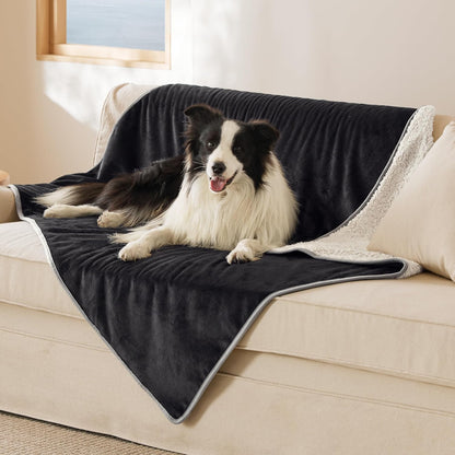 Waterproof Dog Blankets for Small Dogs Soft Cat Blanket Warm,25X35 | Washable Plush Sherpa Fleece Puppy Blanket for Couch Protector, Reversible Cozy Calming Throw for Pet Indoor,Grey
