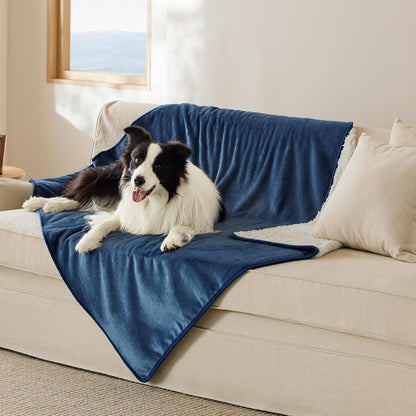 Waterproof Dog Blankets for Small Dogs Soft Cat Blanket Warm,25X35 | Washable Plush Sherpa Fleece Puppy Blanket for Couch Protector, Reversible Cozy Calming Throw for Pet Indoor,Grey