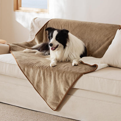 Waterproof Dog Blankets for Small Dogs Soft Cat Blanket Warm,25X35 | Washable Plush Sherpa Fleece Puppy Blanket for Couch Protector, Reversible Cozy Calming Throw for Pet Indoor,Grey