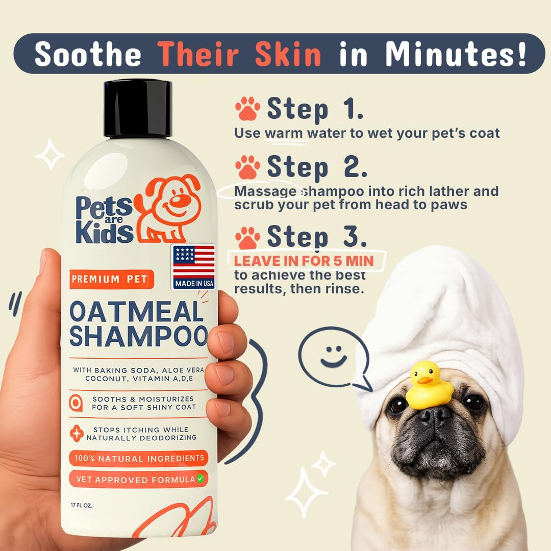 Premium Oatmeal Shampoo for Itch Relief & Shiny Coat, 17 oz