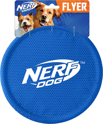 Nerf Dog Nylon Flyer Dog Toy, Flying Disc, Lightweight, Durable and Water Resistant, Great for Beach and Pool, 9 inch diameter, for Medium/Large Breeds, Single Unit, Red