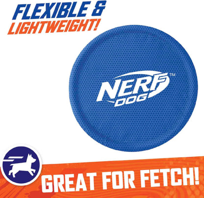 Nerf Dog Nylon Flyer Dog Toy, Flying Disc, Lightweight, Durable and Water Resistant, Great for Beach and Pool, 9 inch diameter, for Medium/Large Breeds, Single Unit, Red