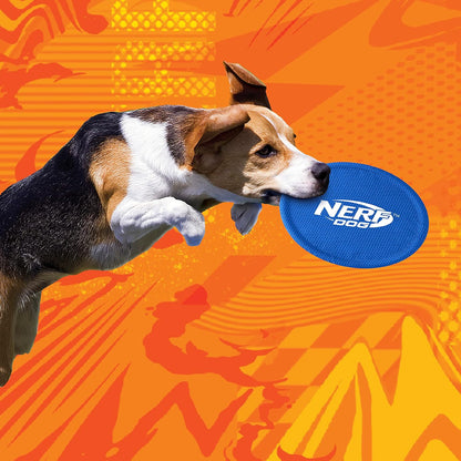 Nerf Dog Nylon Flyer Dog Toy, Flying Disc, Lightweight, Durable and Water Resistant, Great for Beach and Pool, 9 inch diameter, for Medium/Large Breeds, Single Unit, Red
