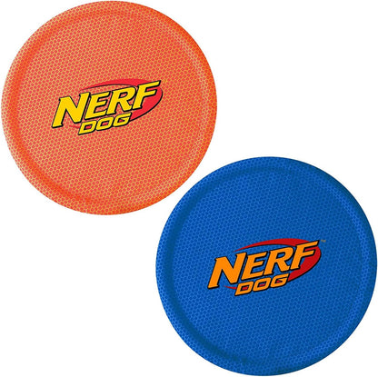 Nerf Dog Nylon Flyer Dog Toy, Flying Disc, Lightweight, Durable and Water Resistant, Great for Beach and Pool, 9 inch diameter, for Medium/Large Breeds, Single Unit, Red