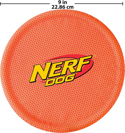 Nerf Dog Nylon Flyer Dog Toy, Flying Disc, Lightweight, Durable and Water Resistant, Great for Beach and Pool, 9 inch diameter, for Medium/Large Breeds, Single Unit, Red