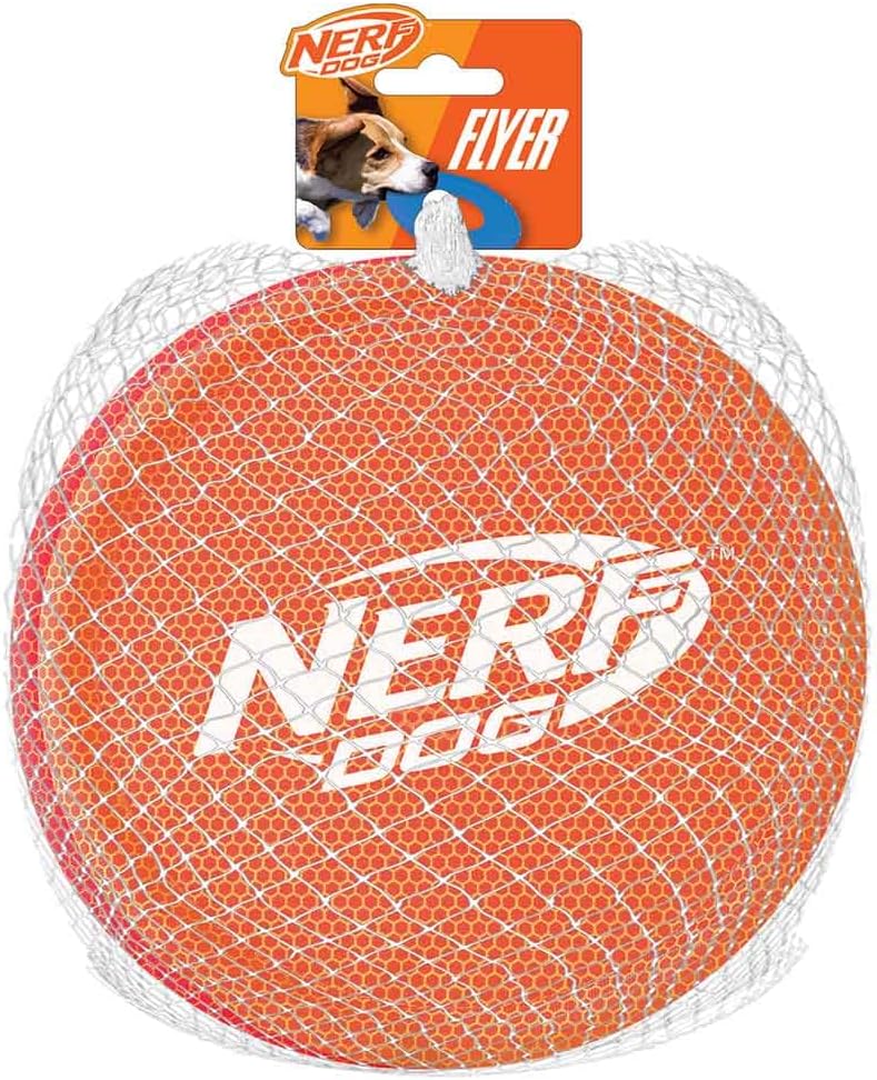 Nerf Dog Nylon Flyer Dog Toy, Flying Disc, Lightweight, Durable and Water Resistant, Great for Beach and Pool, 9 inch diameter, for Medium/Large Breeds, Single Unit, Red