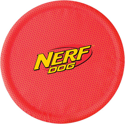 Nerf Dog Nylon Flyer Dog Toy, Flying Disc, Lightweight, Durable and Water Resistant, Great for Beach and Pool, 9 inch diameter, for Medium/Large Breeds, Single Unit, Red