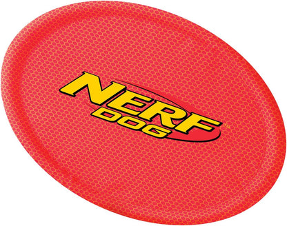 Nerf Dog Nylon Flyer Dog Toy, Flying Disc, Lightweight, Durable and Water Resistant, Great for Beach and Pool, 9 inch diameter, for Medium/Large Breeds, Single Unit, Red