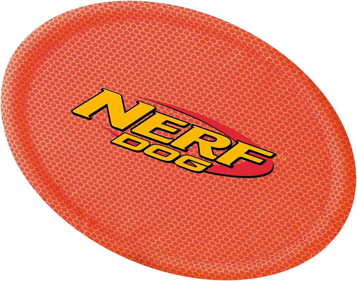 Nerf Dog Nylon Flyer Dog Toy, Flying Disc, Lightweight, Durable and Water Resistant, Great for Beach and Pool, 9 inch diameter, for Medium/Large Breeds, Single Unit, Red