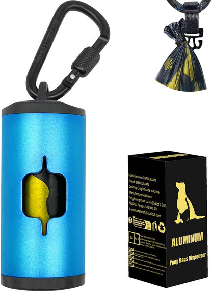 Metal Dog Poop Bag Holder 2-Pack w/Leash Clip|Durable Scratch-Resistant Aluminum|30 Bags+6 Accessories（Black）
