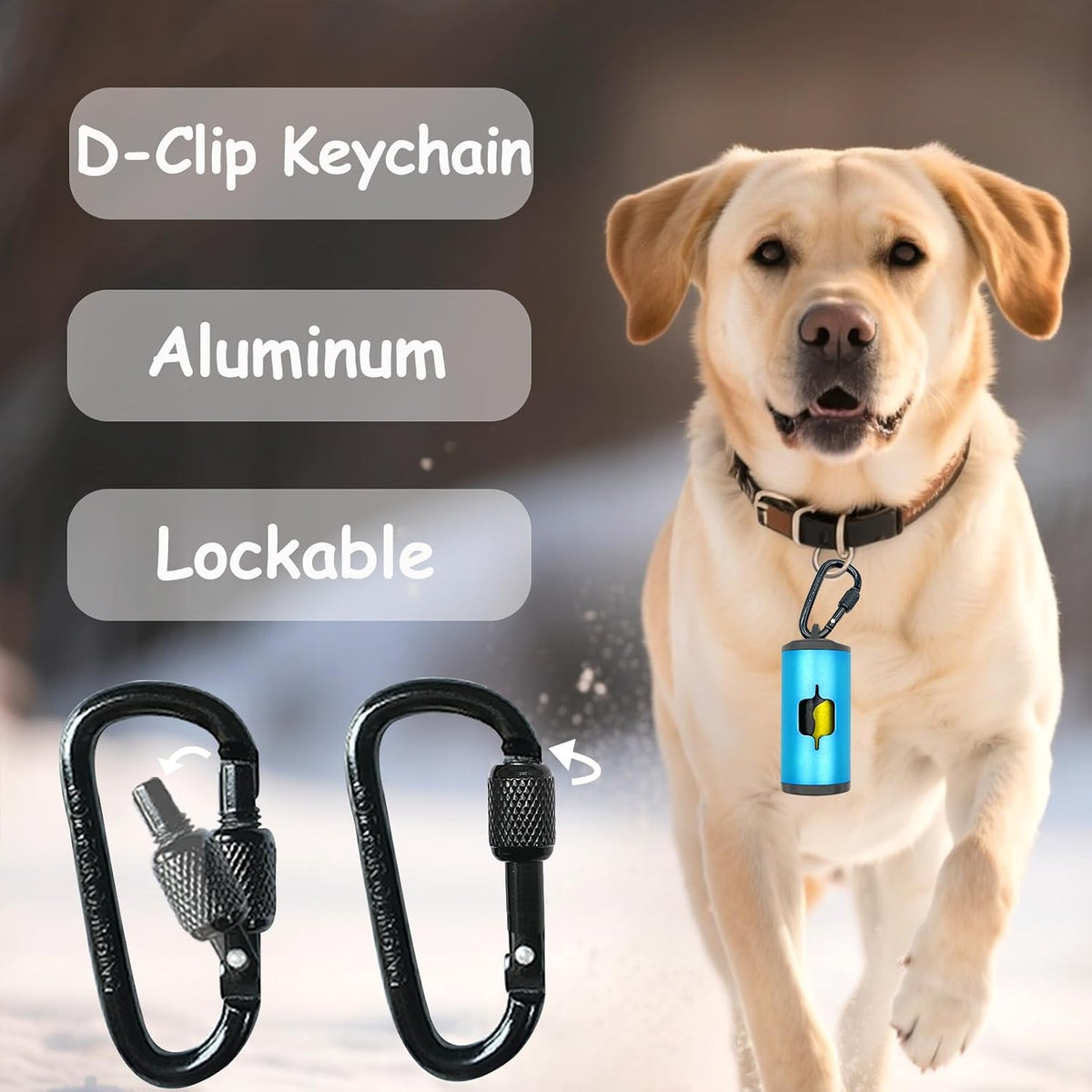 Metal Dog Poop Bag Holder 2-Pack w/Leash Clip|Durable Scratch-Resistant Aluminum|30 Bags+6 Accessories（Black）