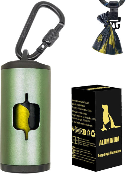 Metal Dog Poop Bag Holder 2-Pack w/Leash Clip|Durable Scratch-Resistant Aluminum|30 Bags+6 Accessories（Black）
