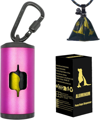 Metal Dog Poop Bag Holder 2-Pack w/Leash Clip|Durable Scratch-Resistant Aluminum|30 Bags+6 Accessories（Black）