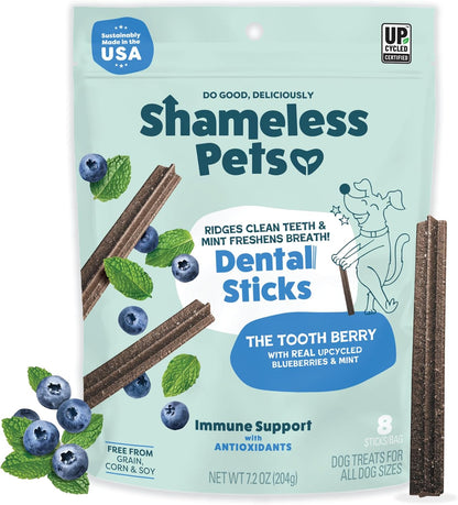 Blueberry & Mint Dental Chews for Dogs, 8 Chews
