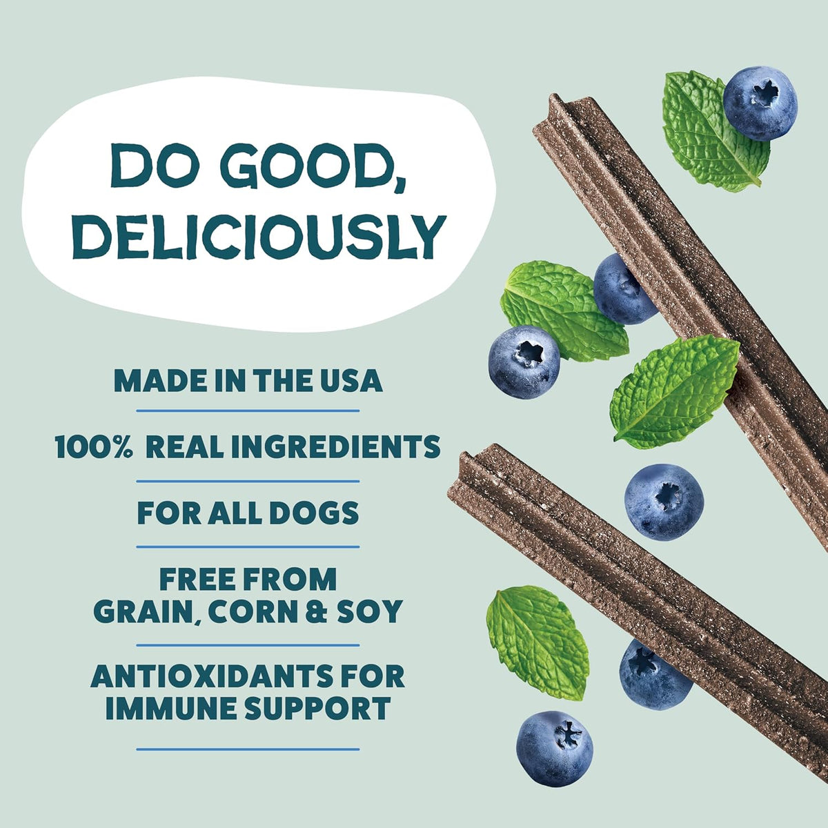 Blueberry & Mint Dental Chews for Dogs, 8 Chews