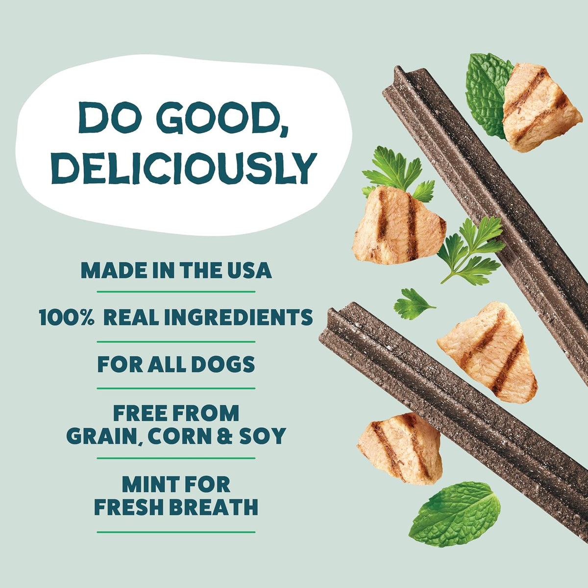 Blueberry & Mint Dental Chews for Dogs, 8 Chews