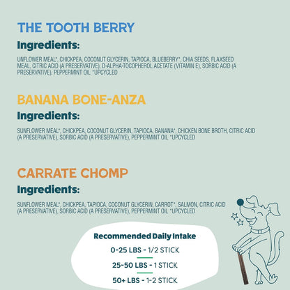 Blueberry & Mint Dental Chews for Dogs, 8 Chews