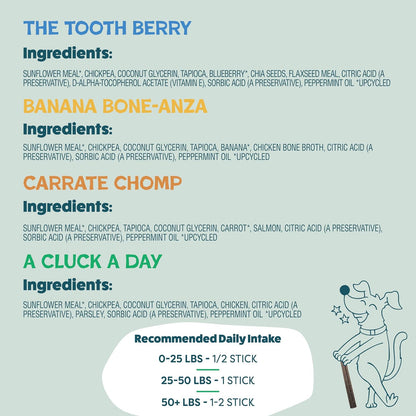 Blueberry & Mint Dental Chews for Dogs, 8 Chews