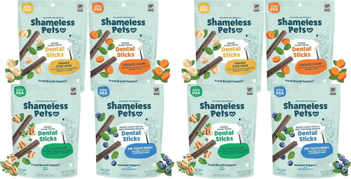 Blueberry & Mint Dental Chews for Dogs, 8 Chews