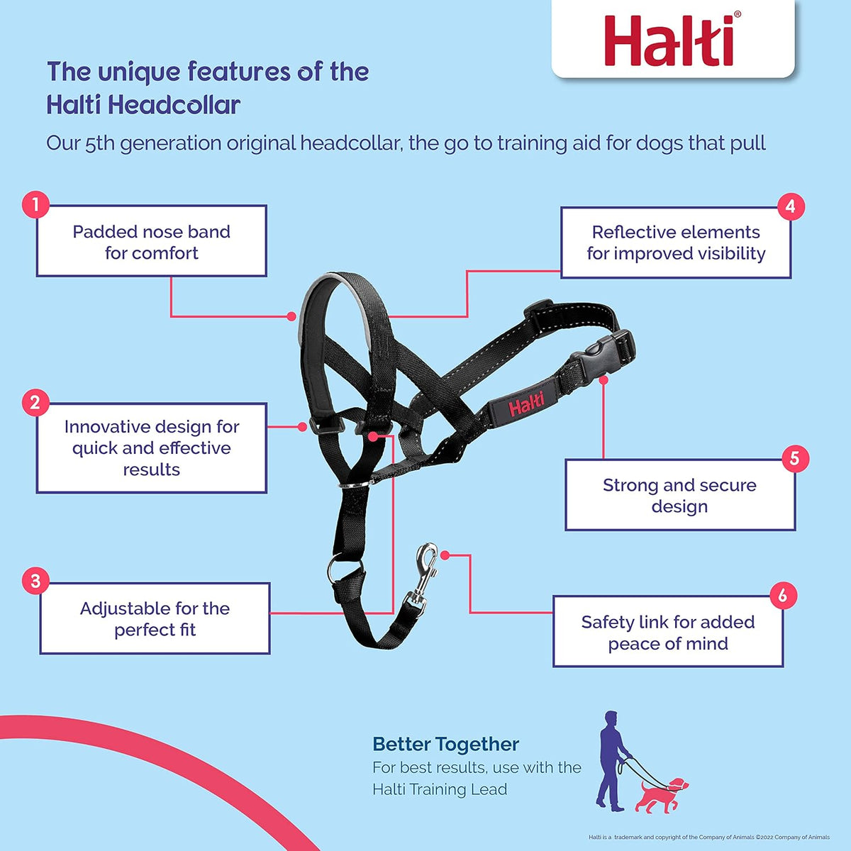 Headcollar | Size 3, Black | Training Collar for Medium Dogs
