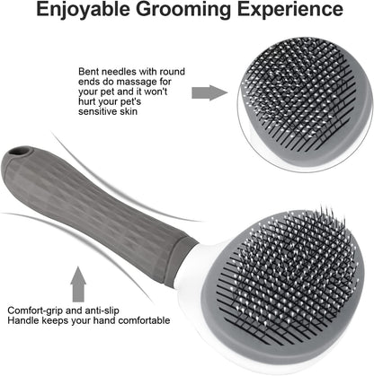 Self Cleaning Slicker Brush, Dog Cat Bunny Pet Grooming Shedding Brush - Easy to Remove Loose Undercoat, Pet Massaging Tool Suitable for Pets with Long or Short Hair