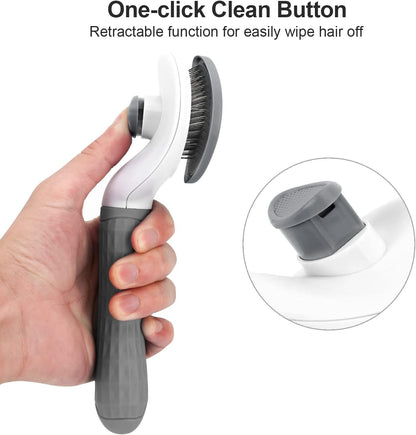 Self Cleaning Slicker Brush, Dog Cat Bunny Pet Grooming Shedding Brush - Easy to Remove Loose Undercoat, Pet Massaging Tool Suitable for Pets with Long or Short Hair